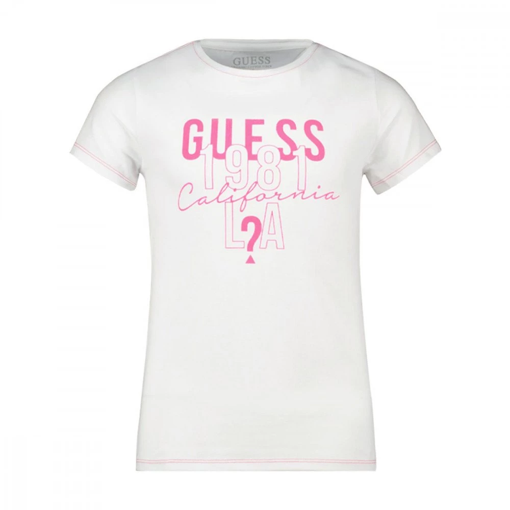 GUESS T-SHIRT LOGO GLITTER BAMBINA Bianco 3 GUESS T-SHIRT LOGO GLITTER BAMBINA Bianco