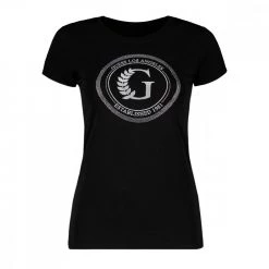 GUESS T-SHIRT STRETCH NEW LOGO CERCHIO DONNA Nero