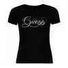 GUESS T-SHIRT LOGO STRASS CORSIVO DONNA Nero -Offerta Economica Novità guess w2gi24ka0q1 t shirt logo strass corsivo donna casual donna 045295601 jblk 1