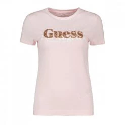GUESS T-SHIRT STRETCH APPLICAZIONI STRASS DONNA Rosa