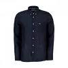 LACOSTE CAMICIA IN LINO REGULAR FIT Blu
