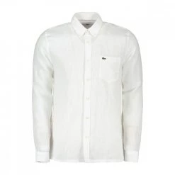 LACOSTE CAMICIA IN LINO REGULAR FIT Bianco