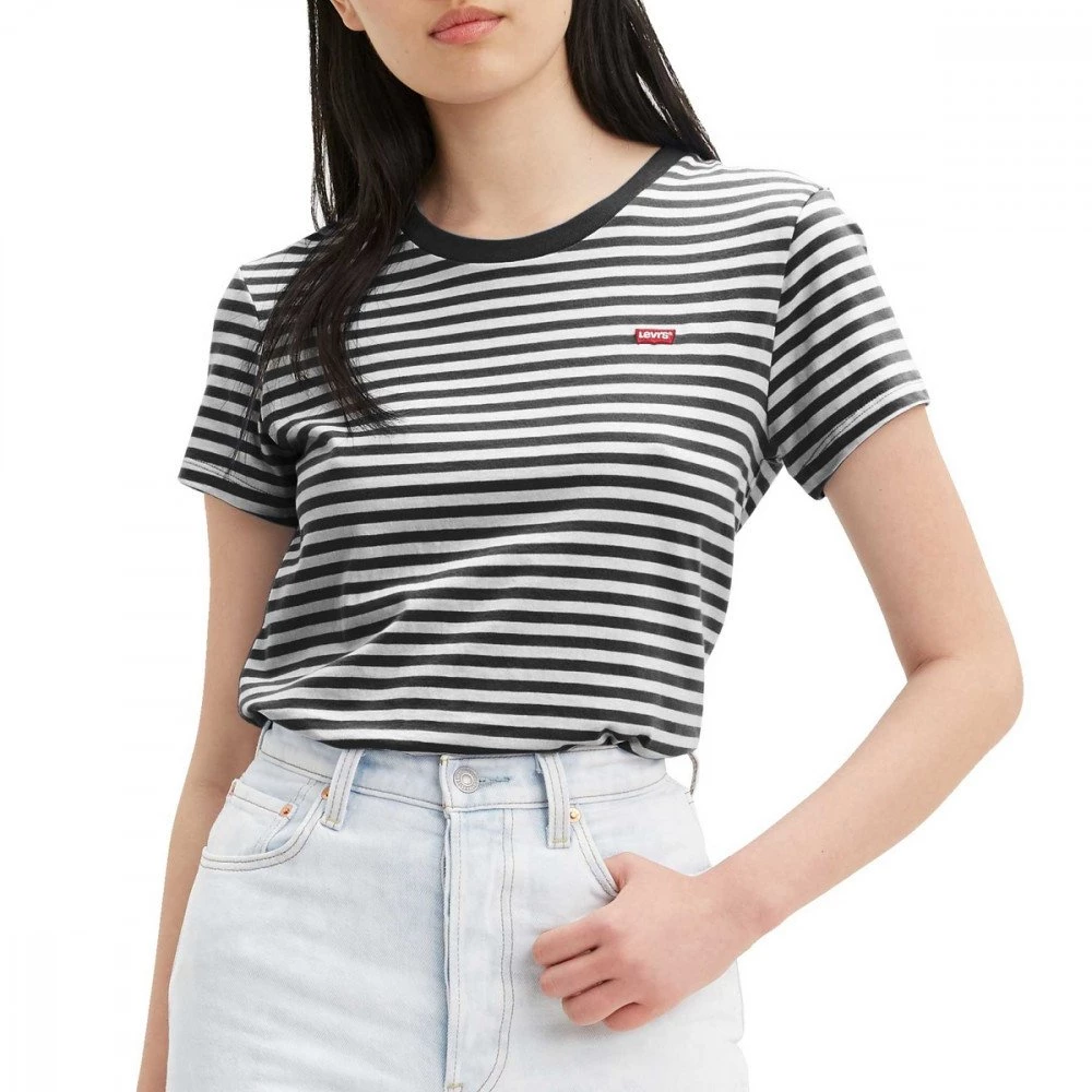 LEVI'S T-SHIRT PERFECT A RIGHE DONNA Bianco, Nero 5 LEVI'S T-SHIRT PERFECT A RIGHE DONNA Bianco, Nero - immagine 3