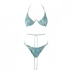 MATINEÉ BIKINI TRIANGOLO FERRETTO E SLIP LACCI DONNA Azzurro