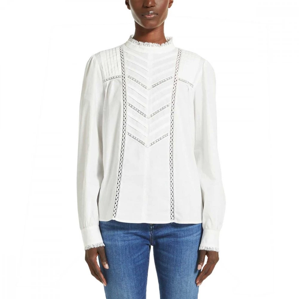 MAX MARA WEEKEND CAMICIA CON INSERTI PIZZO CALCA DONNA Bianco 4 MAX MARA WEEKEND CAMICIA CON INSERTI PIZZO CALCA DONNA Bianco - immagine 2