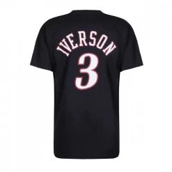 MITCHELL & NESS T-SHIRT NAME NUMBER IVERSON 3 SIXERS Nero -Offerta Economica Novità mitchell ness bnn3cw19045 t shirt name number iverson 3 sixers abbigliamento basket uomo 045376801 blk 2