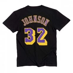 MITCHELL & NESS T-SHIRT NAME NUMBER JOHNSON 32 LAKERS Nero -Offerta Economica Novità mitchell ness bnn3cw19045 t shirt name number johnson 32 lakers abbigliamento basket uomo 045376501 blk 2
