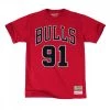 MITCHELL & NESS T-SHIRT NAME NUMBER RODMAN 91 BULLS Rosso -Offerta Economica Novità mitchell ness bnn3cw19045 t shirt name number rodman 91 bulls abbigliamento basket uomo 045376401 red 1