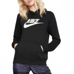 NIKE FELPA CON CAPPUCCIO LOGO ESSENTIAL DONNA Nero -Offerta Economica Novità nike bv4126 felpa con cappuccio logo essential donna sport style donna 039798901 010 3