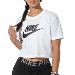 NIKE T-SHIRT CROP ESSENTIAL DONNA Bianco -Offerta Economica Novità nike bv6175 t shirt crop essential donna sport style donna 040653701 100 3
