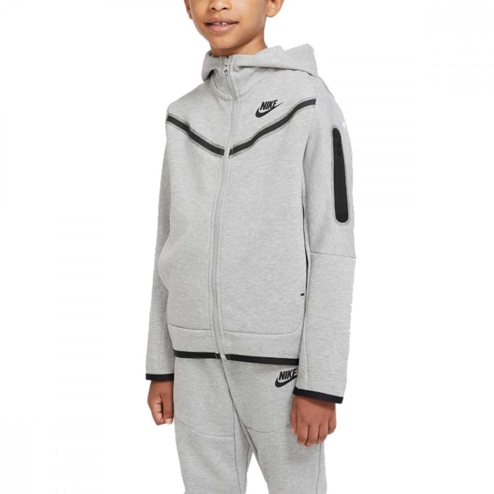 NIKE FELPA FULL ZIP CON CAPPUCCIO TECH FLEECE BAMBINO Grigio 5 NIKE FELPA FULL ZIP CON CAPPUCCIO TECH FLEECE BAMBINO Grigio - immagine 3
