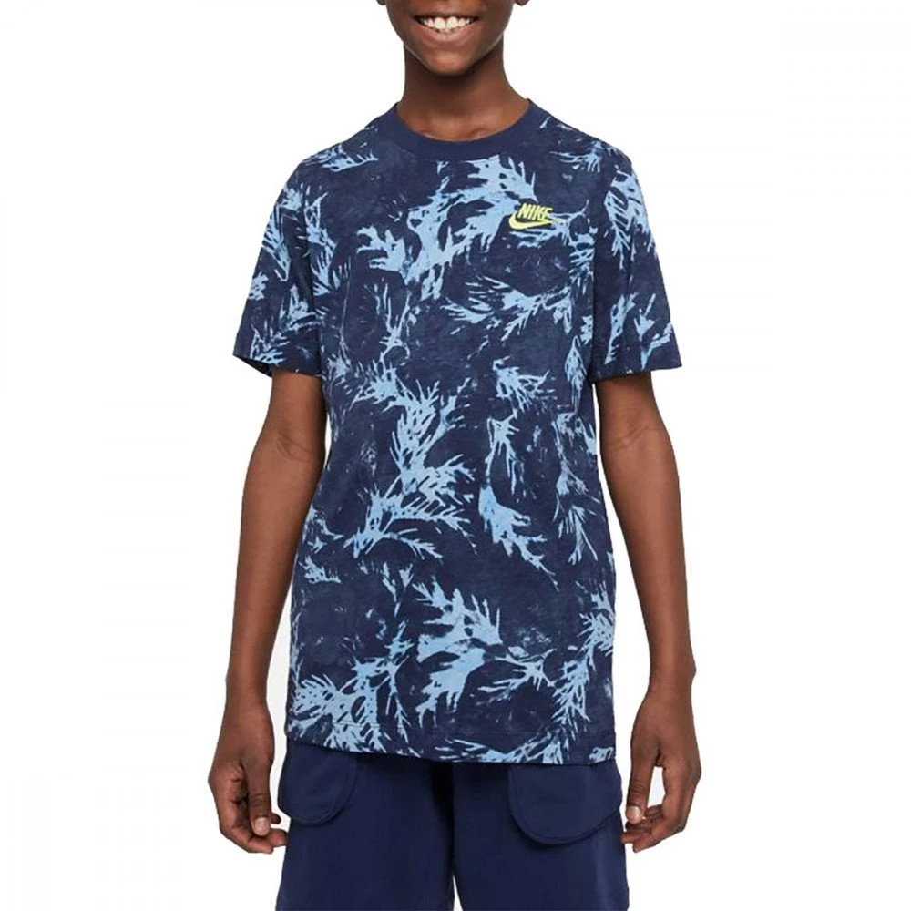 NIKE T-SHIRT CAMO LEAF BAMBINO Blu 3 NIKE T-SHIRT CAMO LEAF BAMBINO Blu