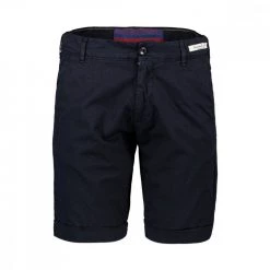 PERFECTION BERMUDA CHINO COTONE LINO CON CINTURA Blu
