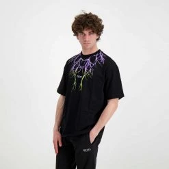 PHOBIA T-SHIRT LIGHTNING Nero -Offerta Economica Novità phobia ph 1bbpuyel t shirt fulmini street style uomo 044745101 puyel 4