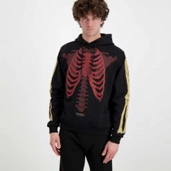 PHOBIA FELPA CON CAPPUCCIO SCHELETRO Nero -Offerta Economica Novità phobia ph 2bskered felpa con cappuccio scheletro street style uomo 044746001 red 3