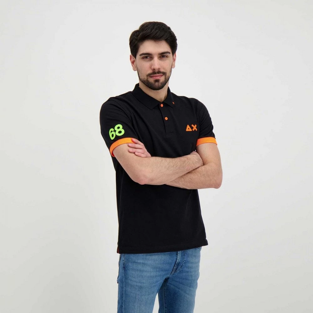 SUN 68 POLO MACRO LOGO FLUO Nero 7 SUN 68 POLO MACRO LOGO FLUO Nero - immagine 5