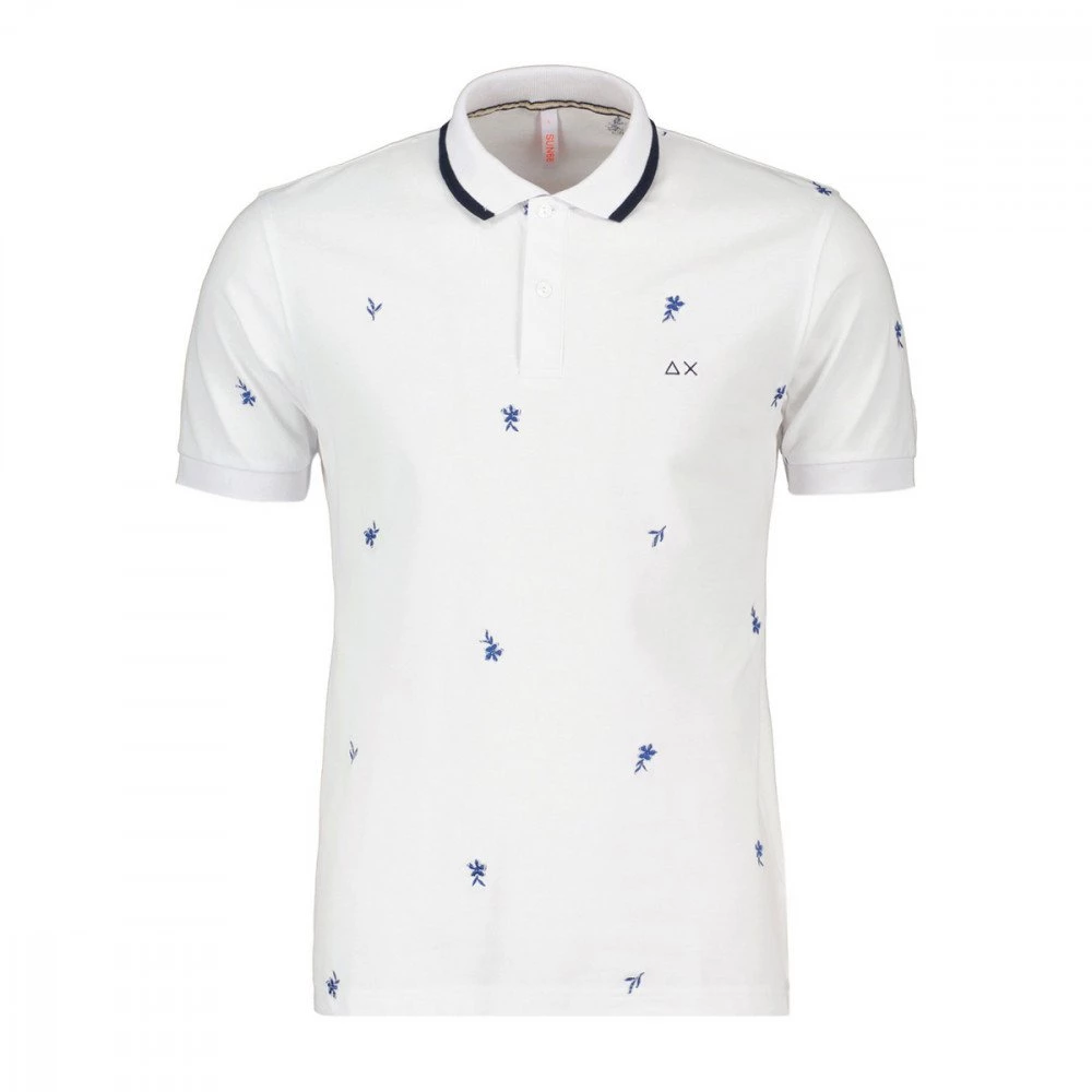SUN 68 POLO RICAMO FIORI ALL-OVER Bianco 3 SUN 68 POLO RICAMO FIORI ALL-OVER Bianco