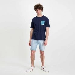 SUN 68 T-SHIRT TASCHINO A RIGHE Blu -Offerta Economica Novità sun 68 t32102 t shirt taschino a righe casual uomo 044863601 07 5