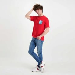 SUN 68 T-SHIRT TASCHINO A RIGHE Rosso -Offerta Economica Novità sun 68 t32102 t shirt taschino a righe casual uomo 044863701 30 5