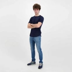 SUN 68 T-SHIRT COTONE FIAMMATO LOGO Blu -Offerta Economica Novità sun 68 t32112 t shirt cotone fiammato logo casual uomo 044818901 07 5