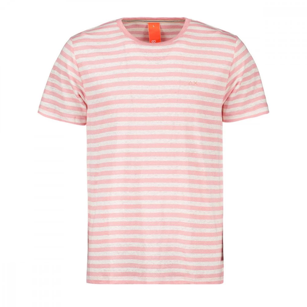 SUN 68 T-SHIRT IN LINO A RIGHE Bianco, Rosa 3 SUN 68 T-SHIRT IN LINO A RIGHE Bianco, Rosa