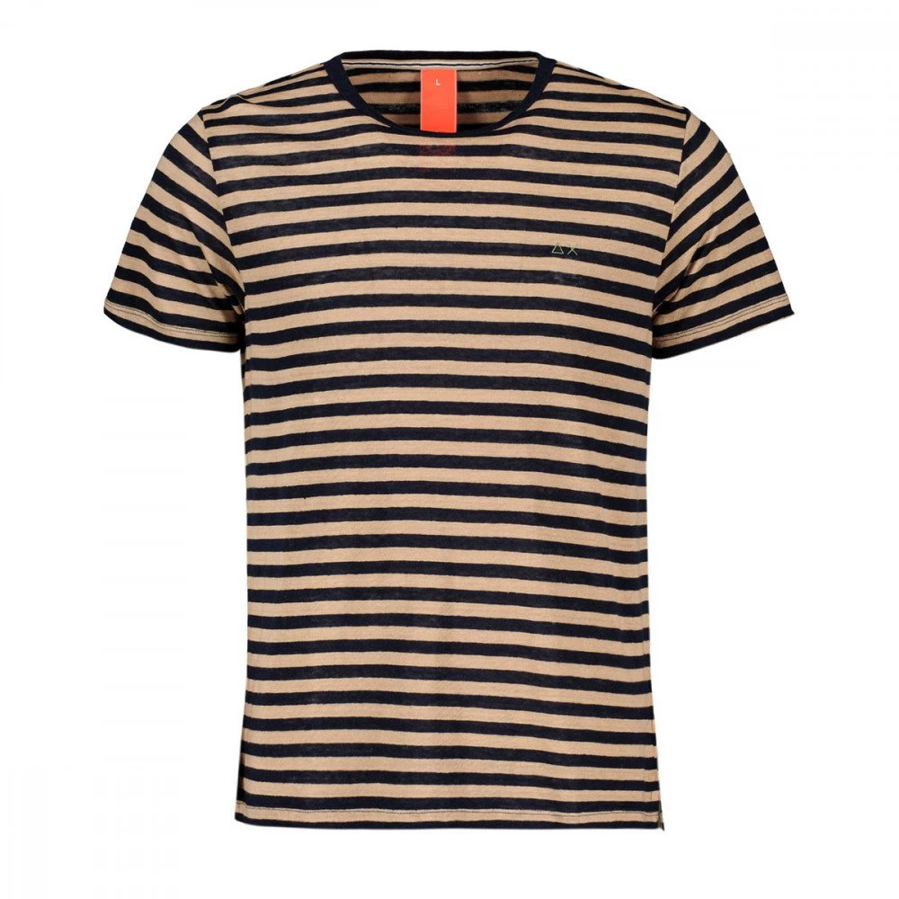 SUN 68 T-SHIRT IN LINO A RIGHE Beige, Blu 3 SUN 68 T-SHIRT IN LINO A RIGHE Beige, Blu