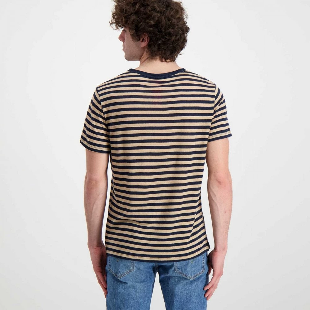SUN 68 T-SHIRT IN LINO A RIGHE Beige, Blu 5 SUN 68 T-SHIRT IN LINO A RIGHE Beige, Blu - immagine 3