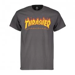 T-shirt Thrasher Magazine Flame Logo Grigio
