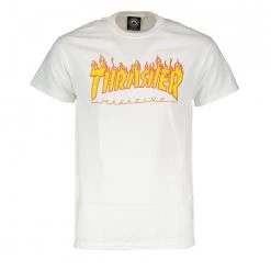 T-shirt Thrasher Magazine Flame Logo Bianca Bianco