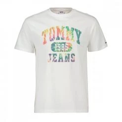 TOMMY JEANS T-SHIRT COLLEGIATE TIE DYE Bianco