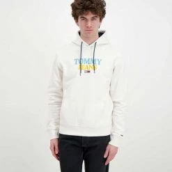 TOMMY JEANS FELPA CON CAPPUCCIO ENTRY Bianco -Offerta Economica Novità tommy jeans dm0dm12941 felpa con cappuccio entry casual uomo 045111301 ybh 3