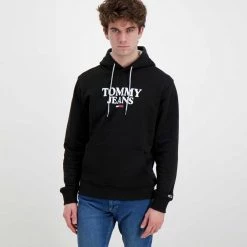 TOMMY JEANS FELPA CON CAPPUCCIO ENTRY Nero -Offerta Economica Novità tommy jeans dm0dm12941 felpa con cappuccio entry casual uomo 045823001 bds 3