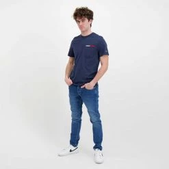 TOMMY JEANS T-SHIRT ESSENTIAL TASCHINO Blu -Offerta Economica Novità tommy jeans dm0dm13063 t shirt essential flag pocket casual uomo 045111401 c87 5