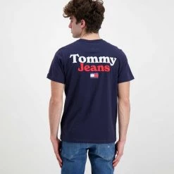 TOMMY JEANS T-SHIRT LOGO RETRO Blu -Offerta Economica Novità tommy jeans dm0dm13293 t shirt back graphic casual uomo 045112101 c87 4