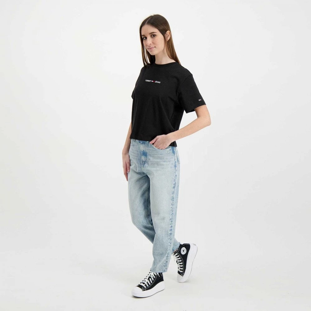 TOMMY JEANS T-SHIRT LINEAR LOGO DONNA Nero 8 TOMMY JEANS T-SHIRT LINEAR LOGO DONNA Nero - immagine 6