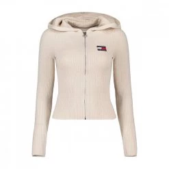 TOMMY JEANS CARDIGAN FULL ZIP CON CAPPUCCIO DONNA Beige