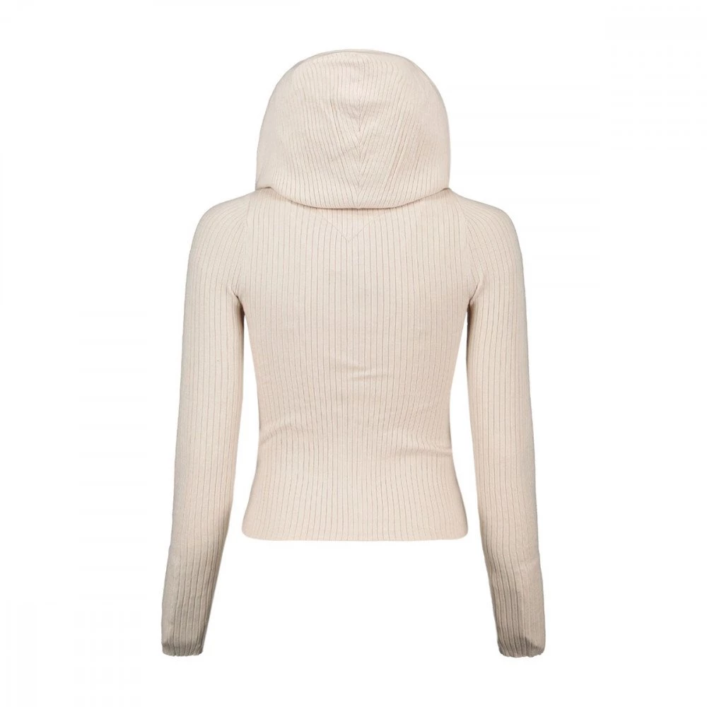 TOMMY JEANS CARDIGAN FULL ZIP CON CAPPUCCIO DONNA Beige 4 TOMMY JEANS CARDIGAN FULL ZIP CON CAPPUCCIO DONNA Beige - immagine 2