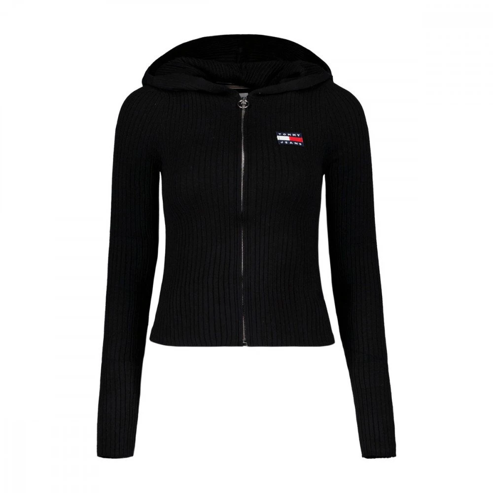 TOMMY JEANS CARDIGAN FULL ZIP CON CAPPUCCIO DONNA Nero 3 TOMMY JEANS CARDIGAN FULL ZIP CON CAPPUCCIO DONNA Nero