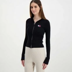 TOMMY JEANS CARDIGAN FULL ZIP CON CAPPUCCIO DONNA Nero 10 TOMMY JEANS CARDIGAN FULL ZIP CON CAPPUCCIO DONNA Nero -Offerta Economica Novità tommy jeans dw0dw11717 cardigan full zip con cappuccio donna casual donna 045108701 bds 3