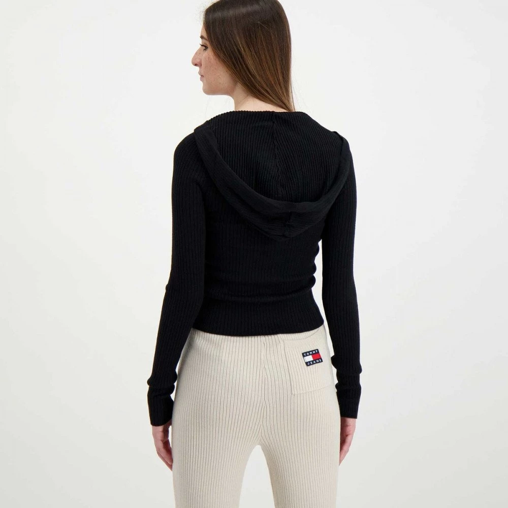 TOMMY JEANS CARDIGAN FULL ZIP CON CAPPUCCIO DONNA Nero 6 TOMMY JEANS CARDIGAN FULL ZIP CON CAPPUCCIO DONNA Nero - immagine 4
