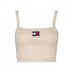 TOMMY JEANS CANOTTA CROP CON LOGO DONNA Beige