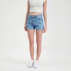 TOMMY JEANS BERMUDA MOM DONNA Azzurro -Offerta Economica Novità tommy jeans dw0dw12458 bermuda mom donna casual donna 045113201 1ab 4