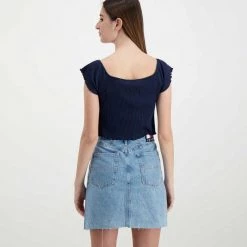 TOMMY JEANS T-SHIRT CROP SPALLE SCOPERTE DONNA Blu 11 TOMMY JEANS T-SHIRT CROP SPALLE SCOPERTE DONNA Blu -Offerta Economica Novità tommy jeans dw0dw12599 t shirt crop spalle scoperte donna casual donna 045113601 c87 4