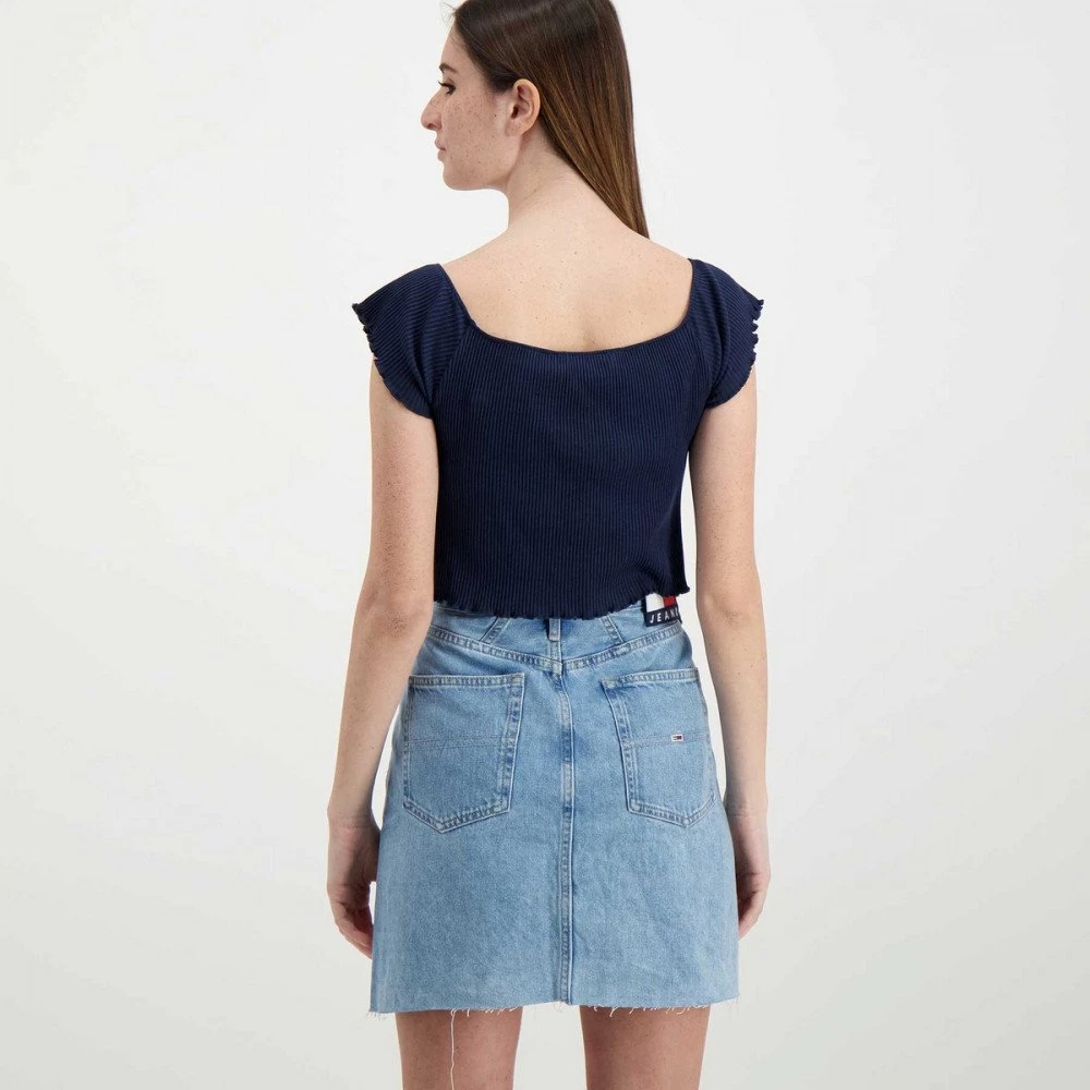 TOMMY JEANS T-SHIRT CROP SPALLE SCOPERTE DONNA Blu 6 TOMMY JEANS T-SHIRT CROP SPALLE SCOPERTE DONNA Blu - immagine 4