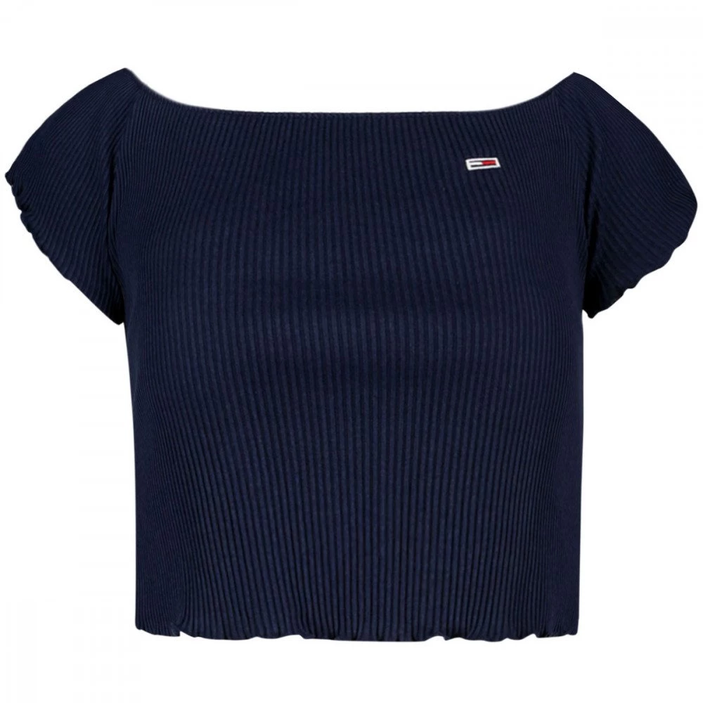 TOMMY JEANS T-SHIRT CROP SPALLE SCOPERTE DONNA Blu 3 TOMMY JEANS T-SHIRT CROP SPALLE SCOPERTE DONNA Blu