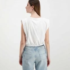 TOMMY JEANS CANOTTA CROP CON ELASTICO DONNA Bianco -Offerta Economica Novità tommy jeans dw0dw12609 canotta crop con elastico donna casual donna 045113901 ybr 4