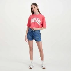 TOMMY JEANS T-SHIRT CROP OVER COLLEGE DONNA Rosa -Offerta Economica Novità tommy jeans dw0dw12835 t shirt crop over college donna casual donna 045114701 tij 6