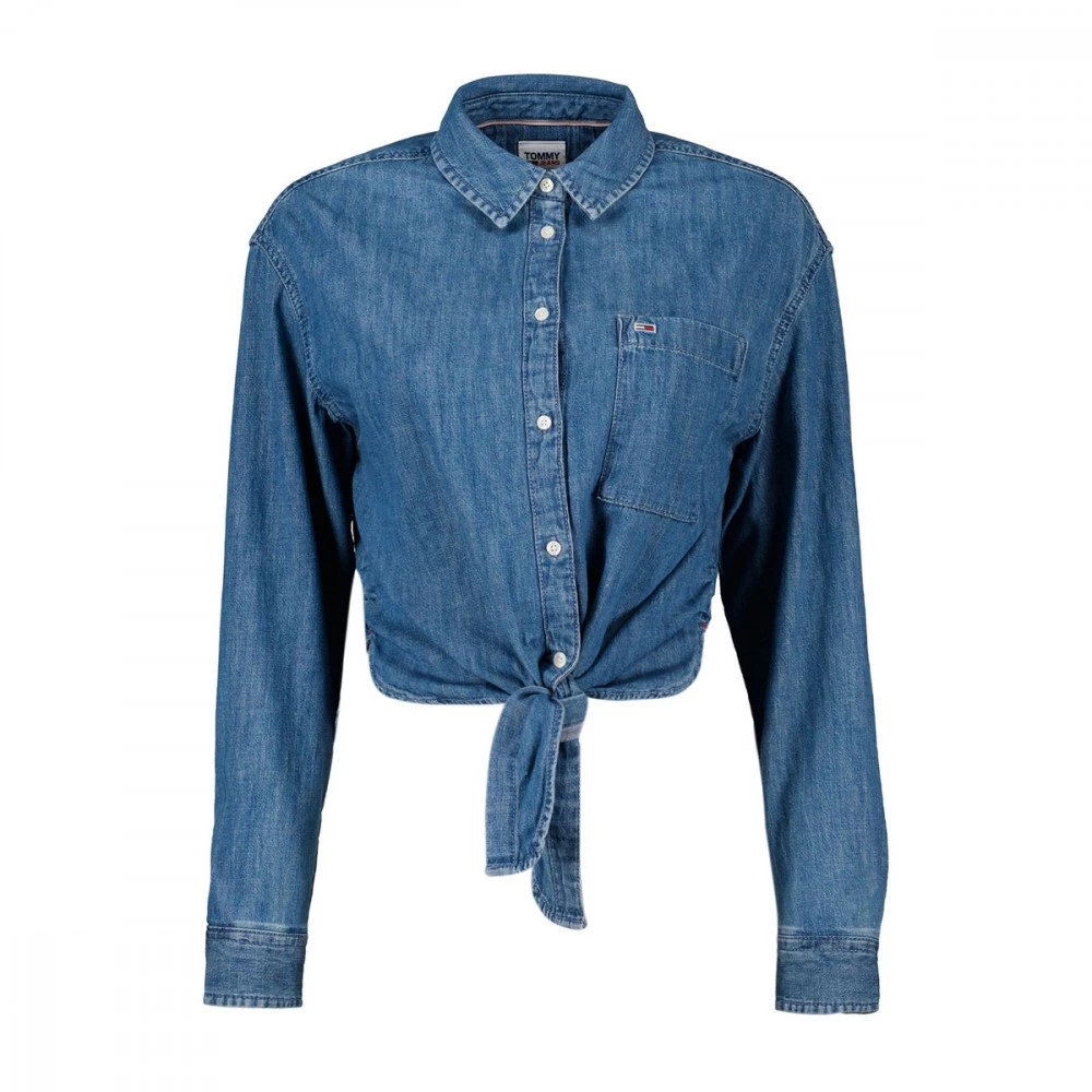 TOMMY JEANS CAMICIA CHAMBRAY CON NODO DONNA Blu 3 TOMMY JEANS CAMICIA CHAMBRAY CON NODO DONNA Blu