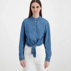 TOMMY JEANS CAMICIA CHAMBRAY CON NODO DONNA Blu 10 TOMMY JEANS CAMICIA CHAMBRAY CON NODO DONNA Blu -Offerta Economica Novità tommy jeans dw0dw12894 camicia chambray con nodo donna casual donna 045115301 1a5 3