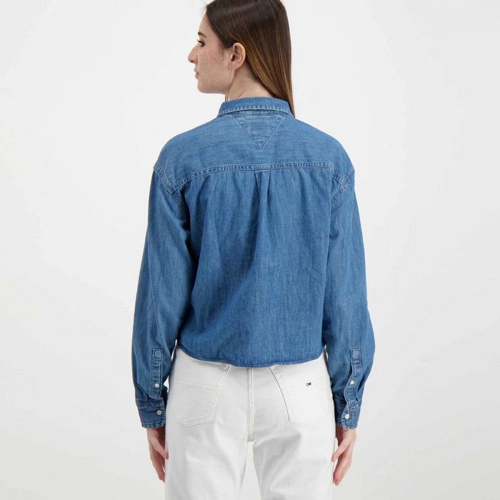 TOMMY JEANS CAMICIA CHAMBRAY CON NODO DONNA Blu 6 TOMMY JEANS CAMICIA CHAMBRAY CON NODO DONNA Blu - immagine 4